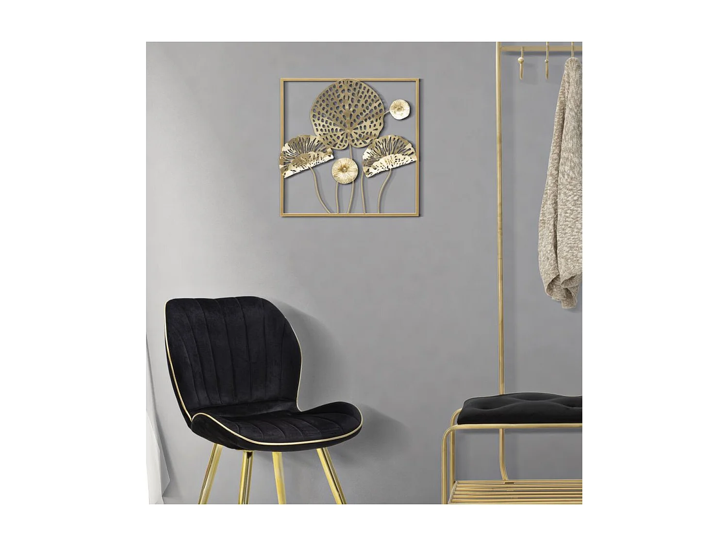 Décoration 3D en Métal Feuille 46, Multicouleur, 50x5x50 cm, Seven Design