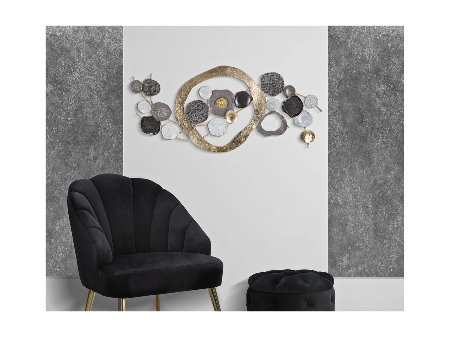 Décoration 3D en Métal Cercles 5, Multicouleur, 121x5,7x54,6 cm, Seven Design