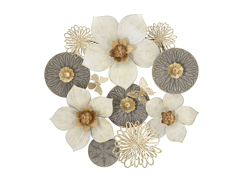 Décoration 3D en Métal Fleurs 13, Multicouleur, 72,4x7x74 cm, Seven Design