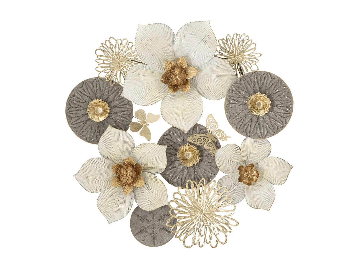 Décoration 3D en Métal Fleurs 13, Multicouleur, 72,4x7x74 cm, Seven Design