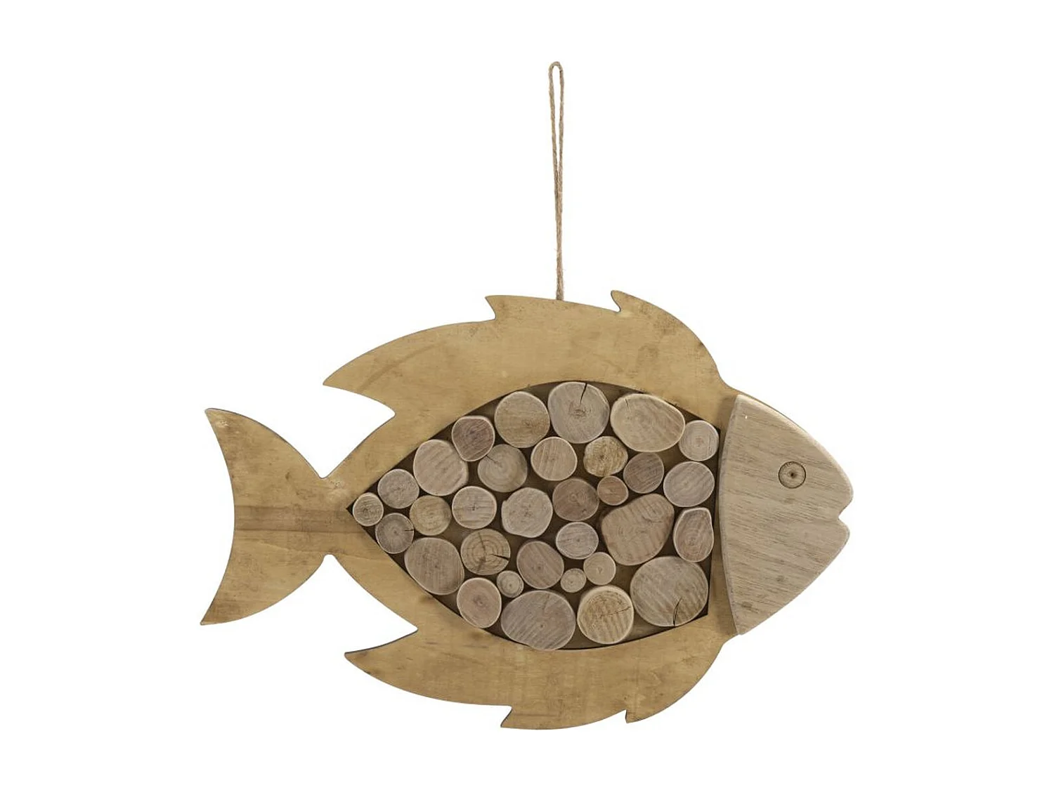 Décoration en Métal et Bois Poisson, Marron, 42,5x2x28,5 cm, Seven Design