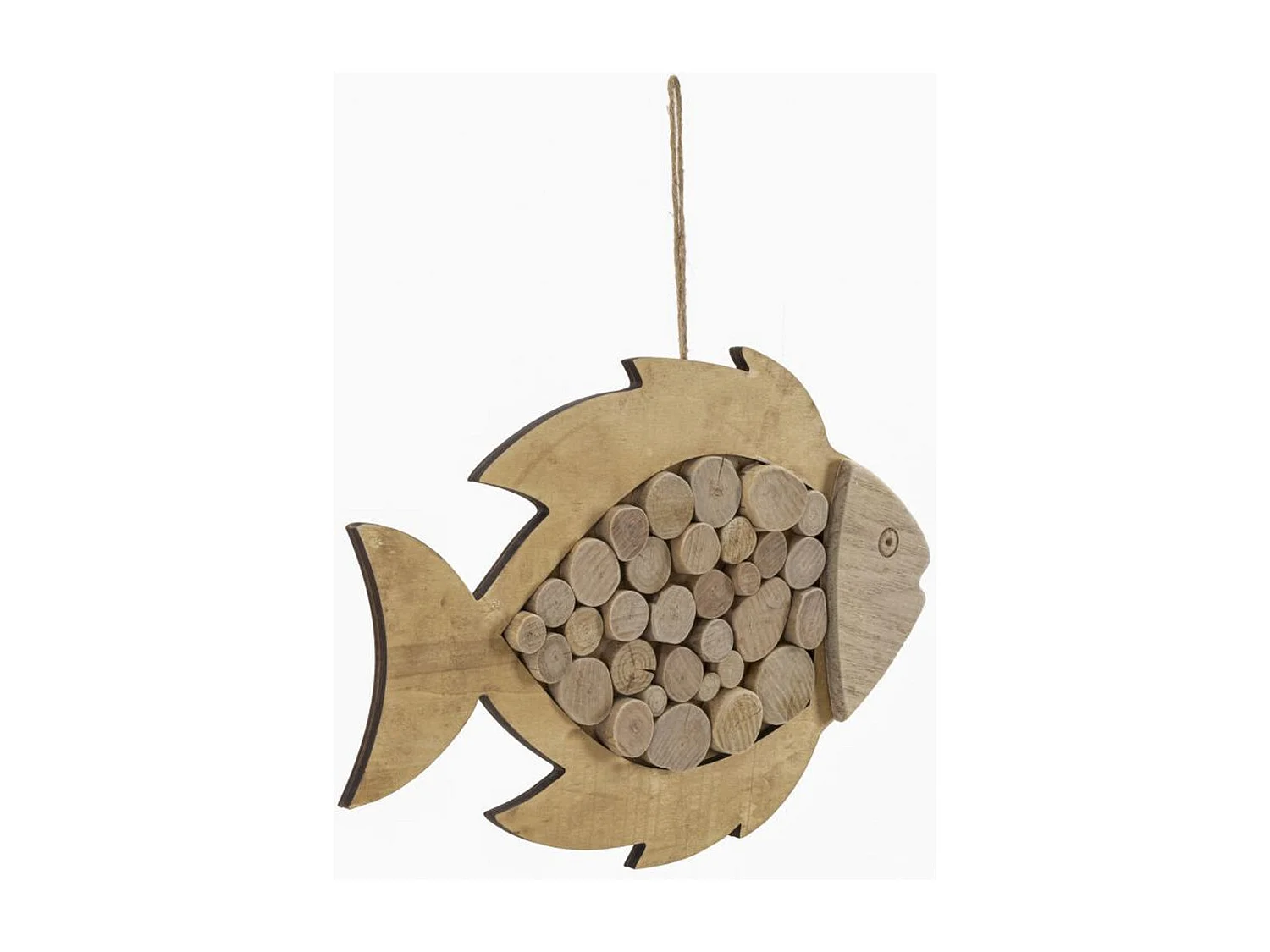 Décoration en Métal et Bois Poisson, Marron, 42,5x2x28,5 cm, Seven Design
