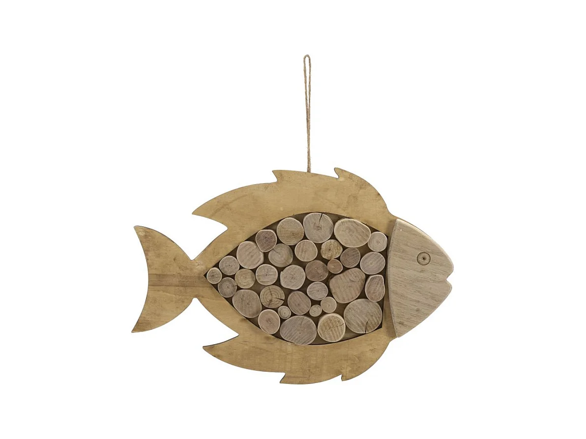 Décoration en Métal et Bois Poisson, Marron, 42,5x2x28,5 cm, Epikasa