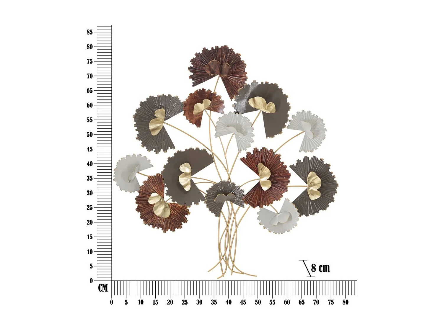 Décoration 3D en Métal Arbre 3, Multicouleur, 78x8x80 cm, Seven Design
