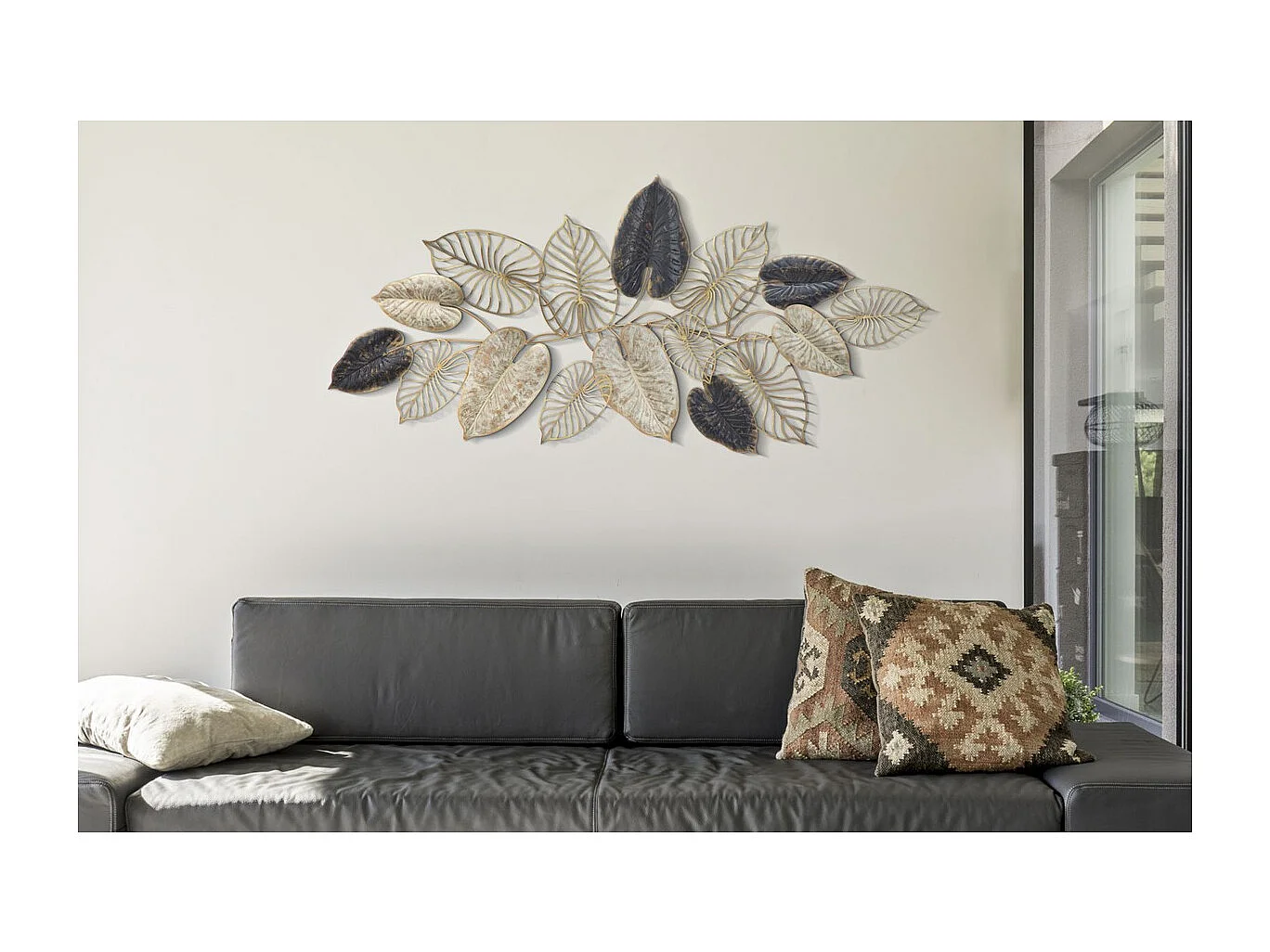 Décoration 3D en Métal Feuille 26, Multicouleur, 131x4,5x61 cm, Seven Design