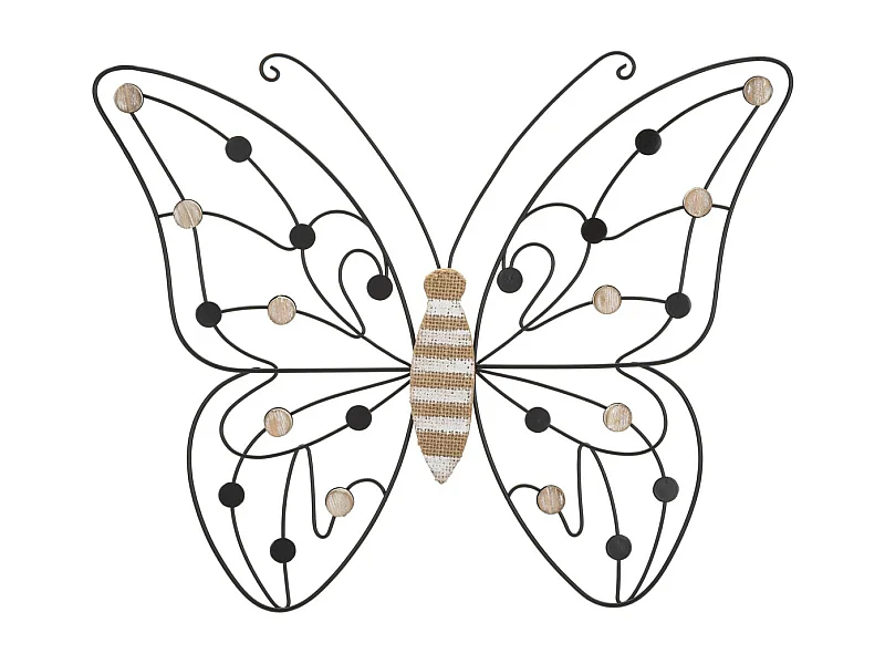 Décoration 3D en Métal Papillon 1, Noir, 39,5x1,5x33,5 cm, Seven Design