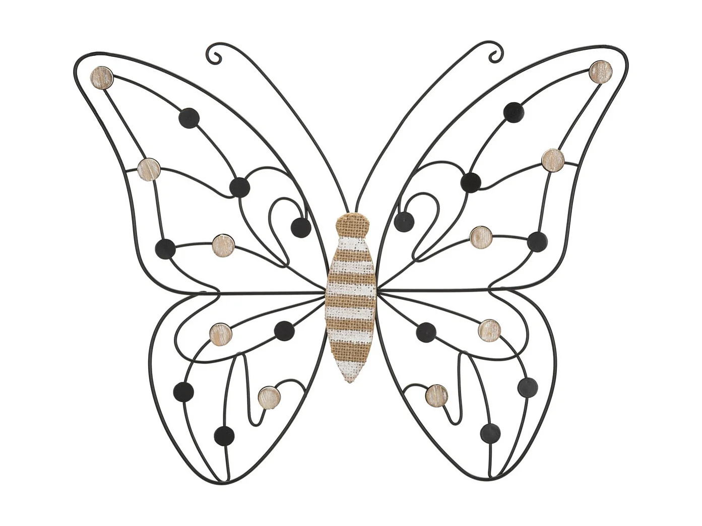 Décoration 3D en Métal Papillon 1, Noir, 39,5x1,5x33,5 cm, Seven Design