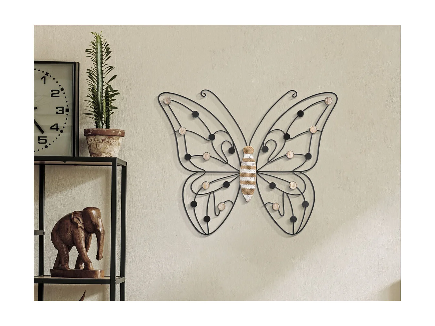 Décoration 3D en Métal Papillon 1, Noir, 39,5x1,5x33,5 cm, Seven Design