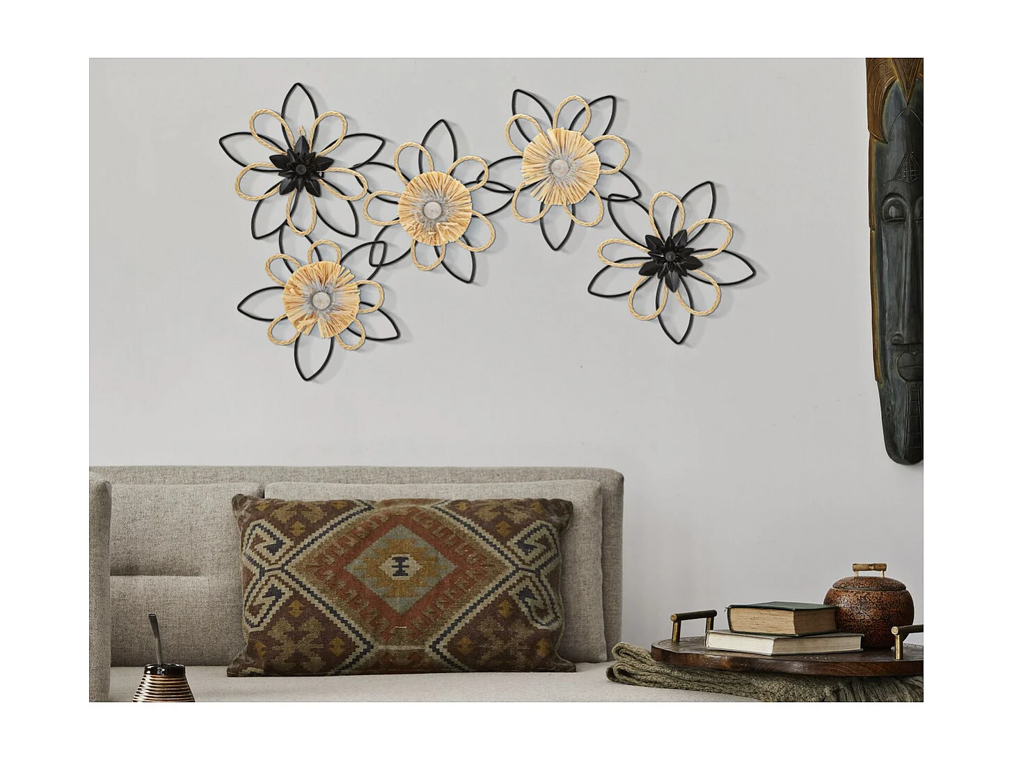 Décoration 3D en Métal Fleurs 51, Marron, 60x4x35 cm, Seven Design