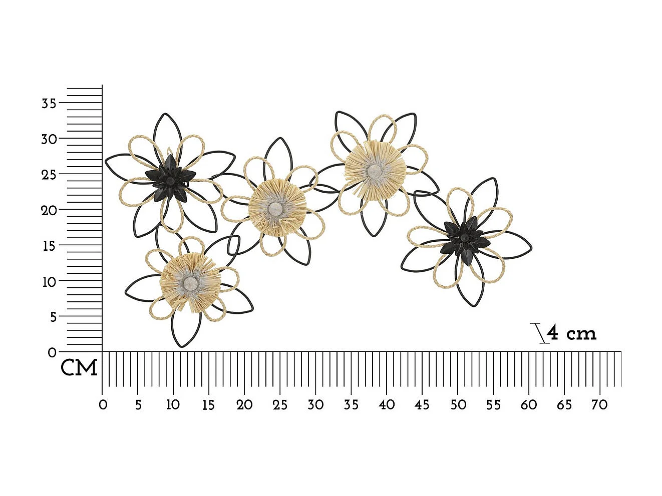 Décoration 3D en Métal Fleurs 51, Marron, 60x4x35 cm, Seven Design