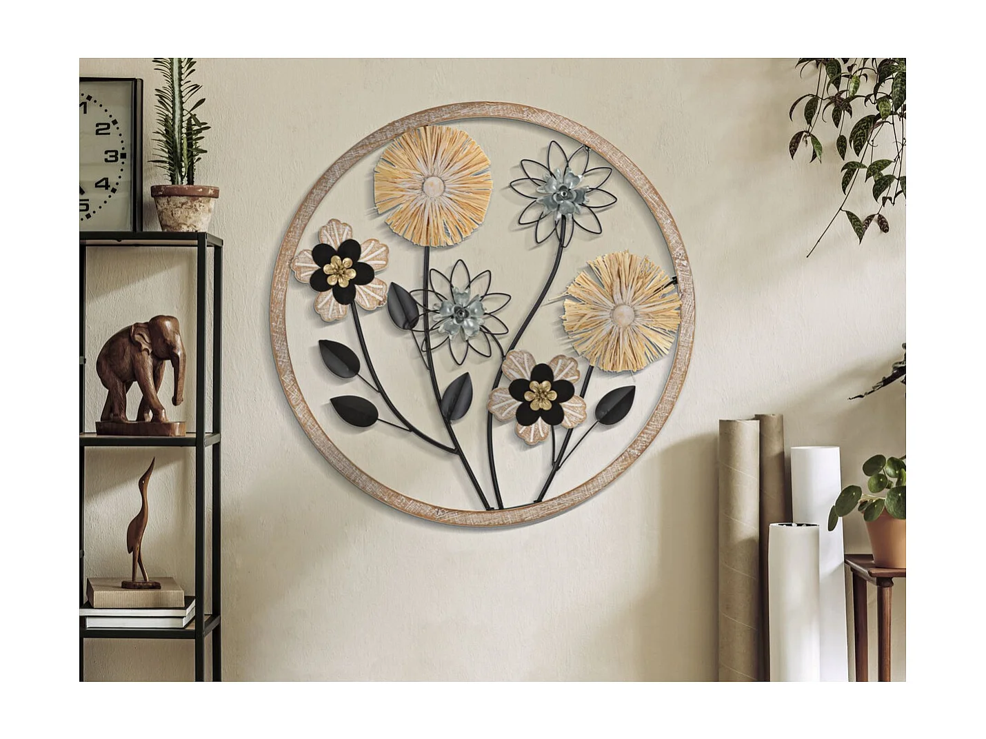 Decoração de Metal 3D Flores 54, Castanho, 50x3x50 cm, Seven Design