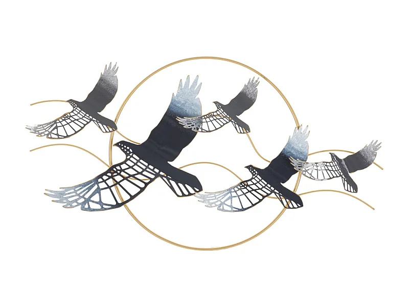 Décoration 3D en Métal Oiseaux 1, Multicouleur, 91x7x50 cm, Seven Design