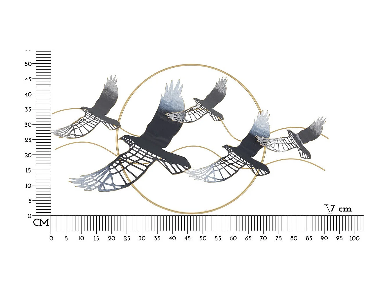 Décoration 3D en Métal Oiseaux 1, Multicouleur, 91x7x50 cm, Seven Design