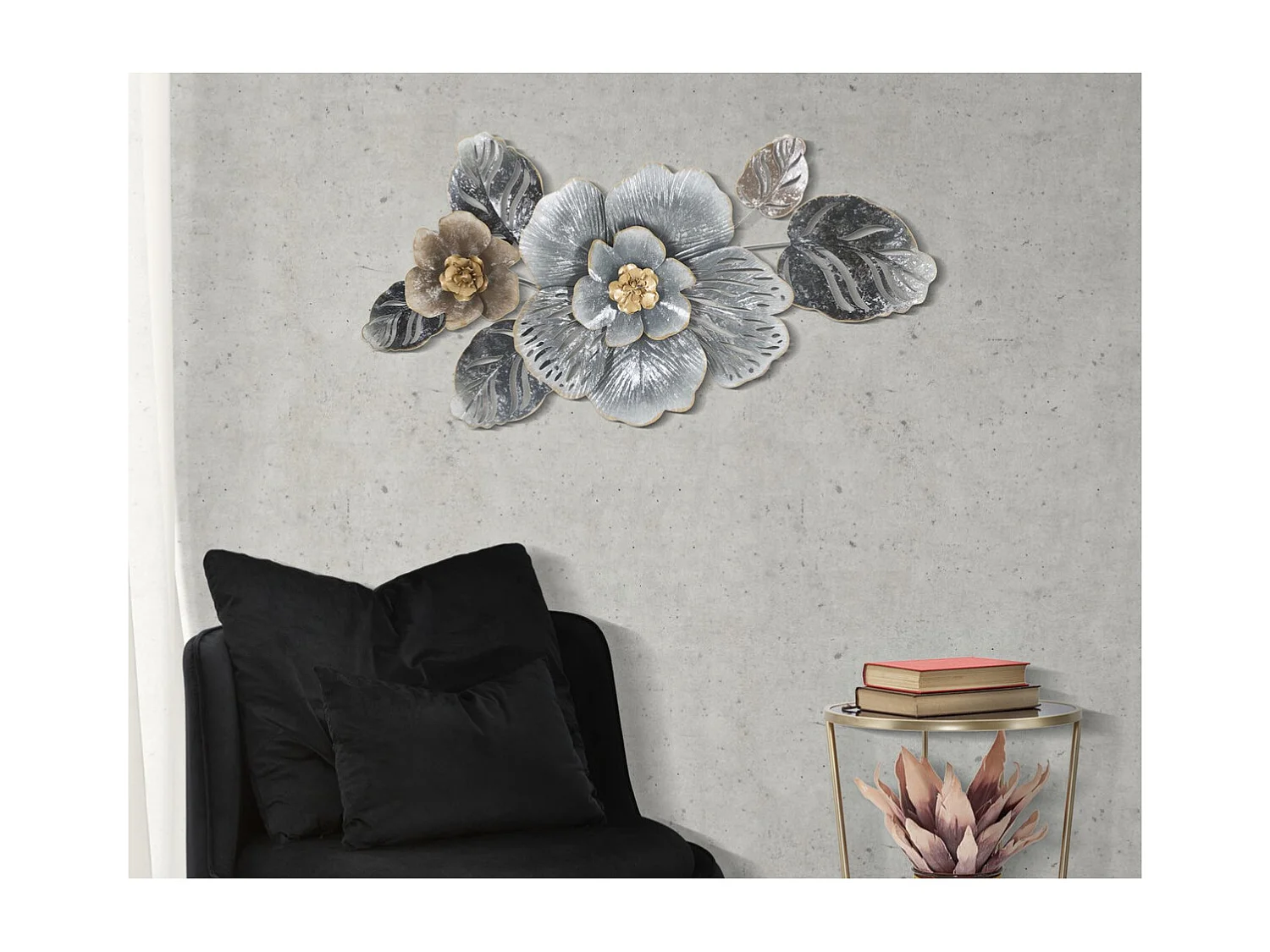 Décoration 3D en Métal Fleur 1, Multicouleur, 84x9,5x48 cm, Seven Design