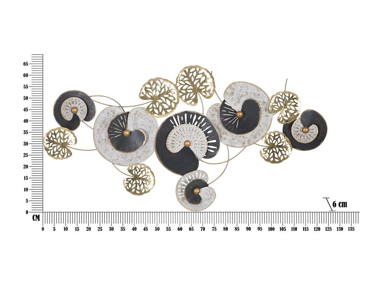 Décoration 3D en Métal Cercles 4, Multicouleur, 124,5x6x65 cm, Seven Design