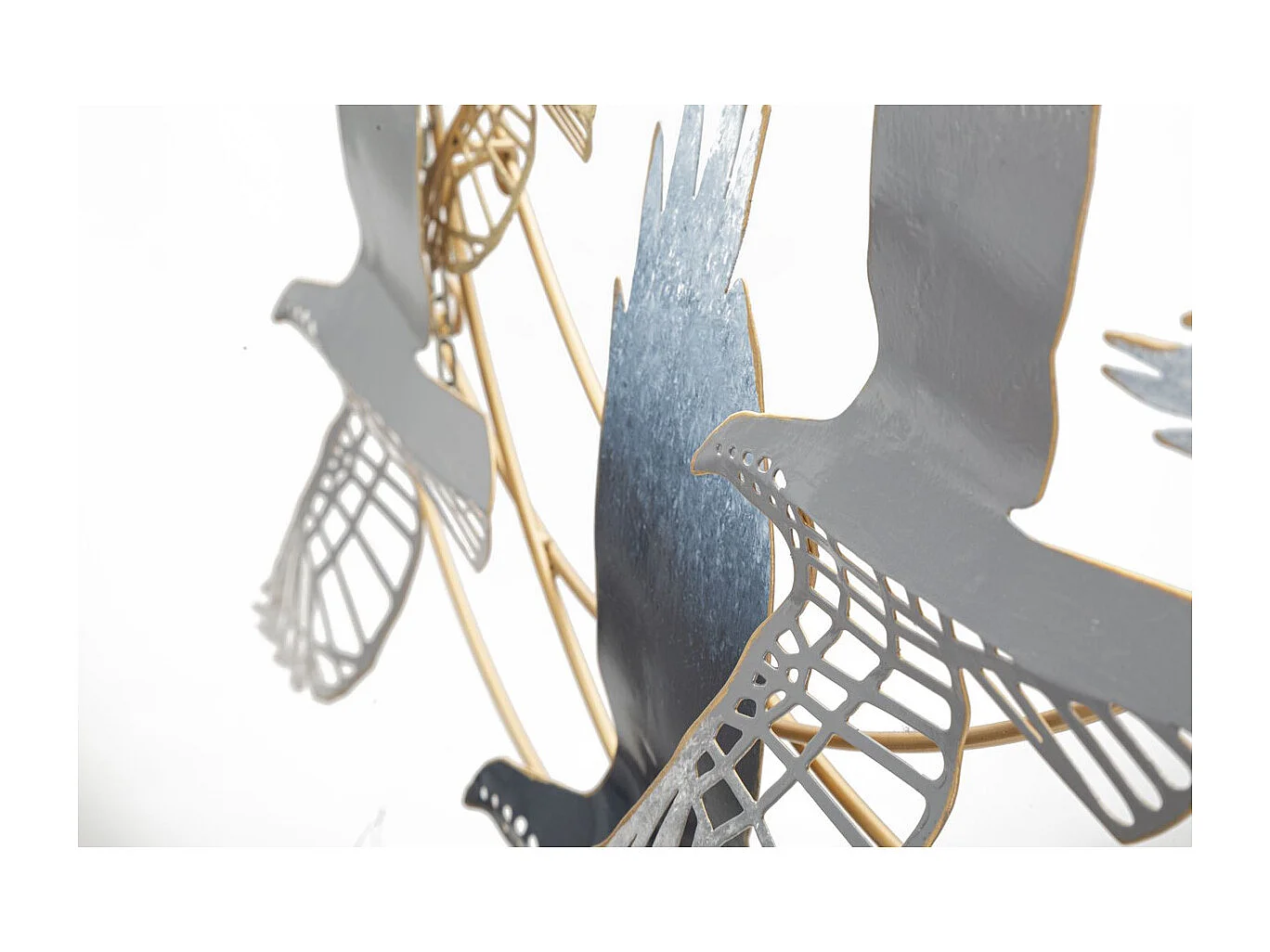 Décoration 3D en Métal Oiseaux, Multicouleur, 90,8x6,4x50,8 cm, Seven Design