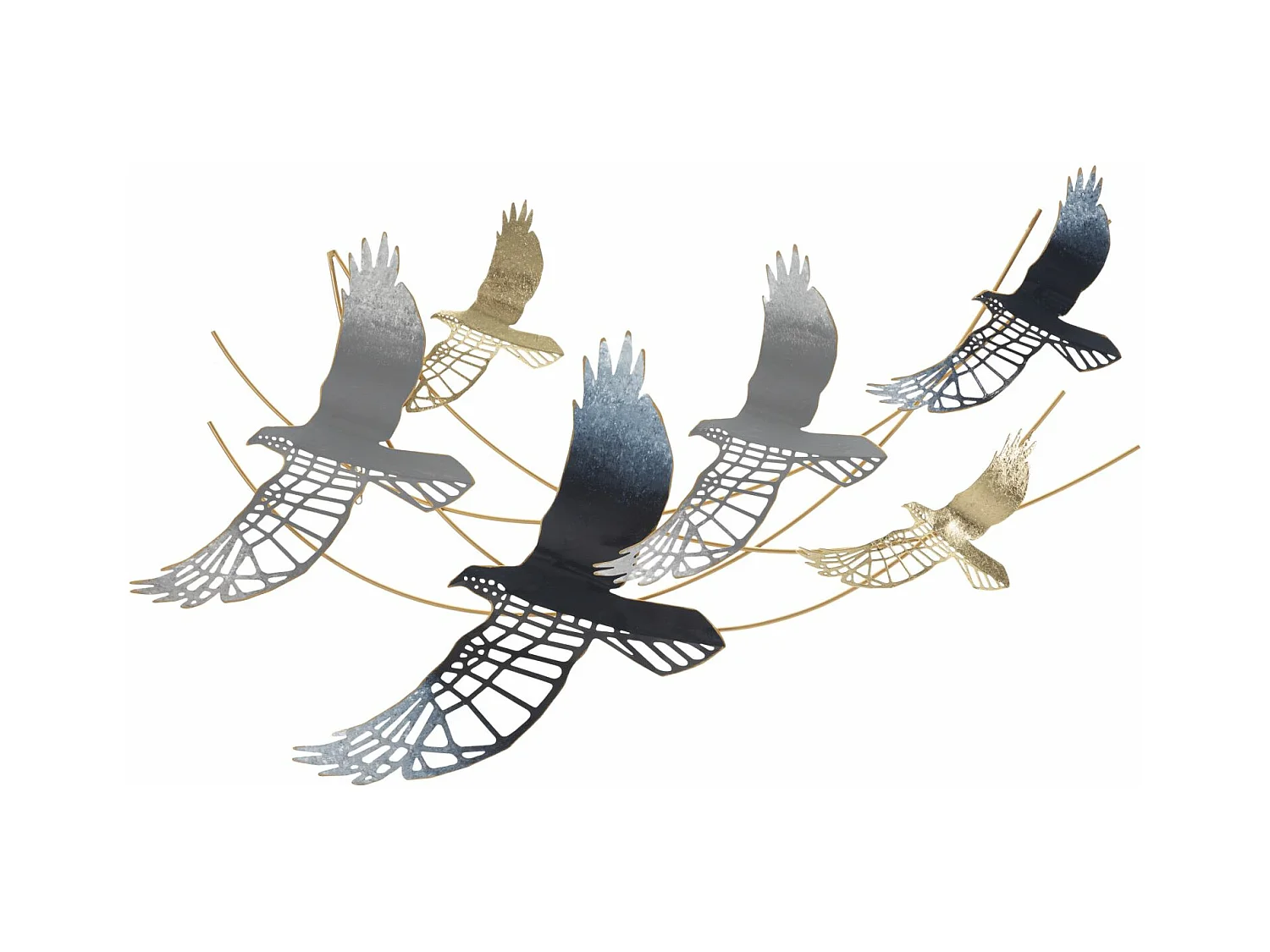 Décoration 3D en Métal Oiseaux, Multicouleur, 90,8x6,4x50,8 cm, Epikasa