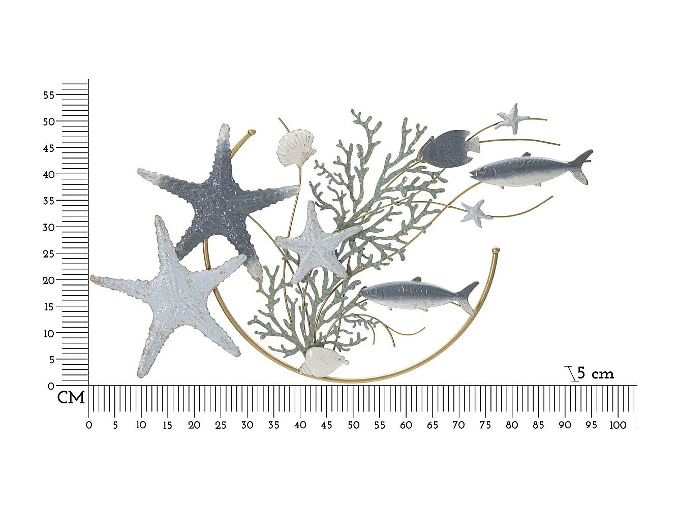 Décoration 3D en Métal Sea, Multicouleur, 95,3x5x50,2 cm, Seven Design