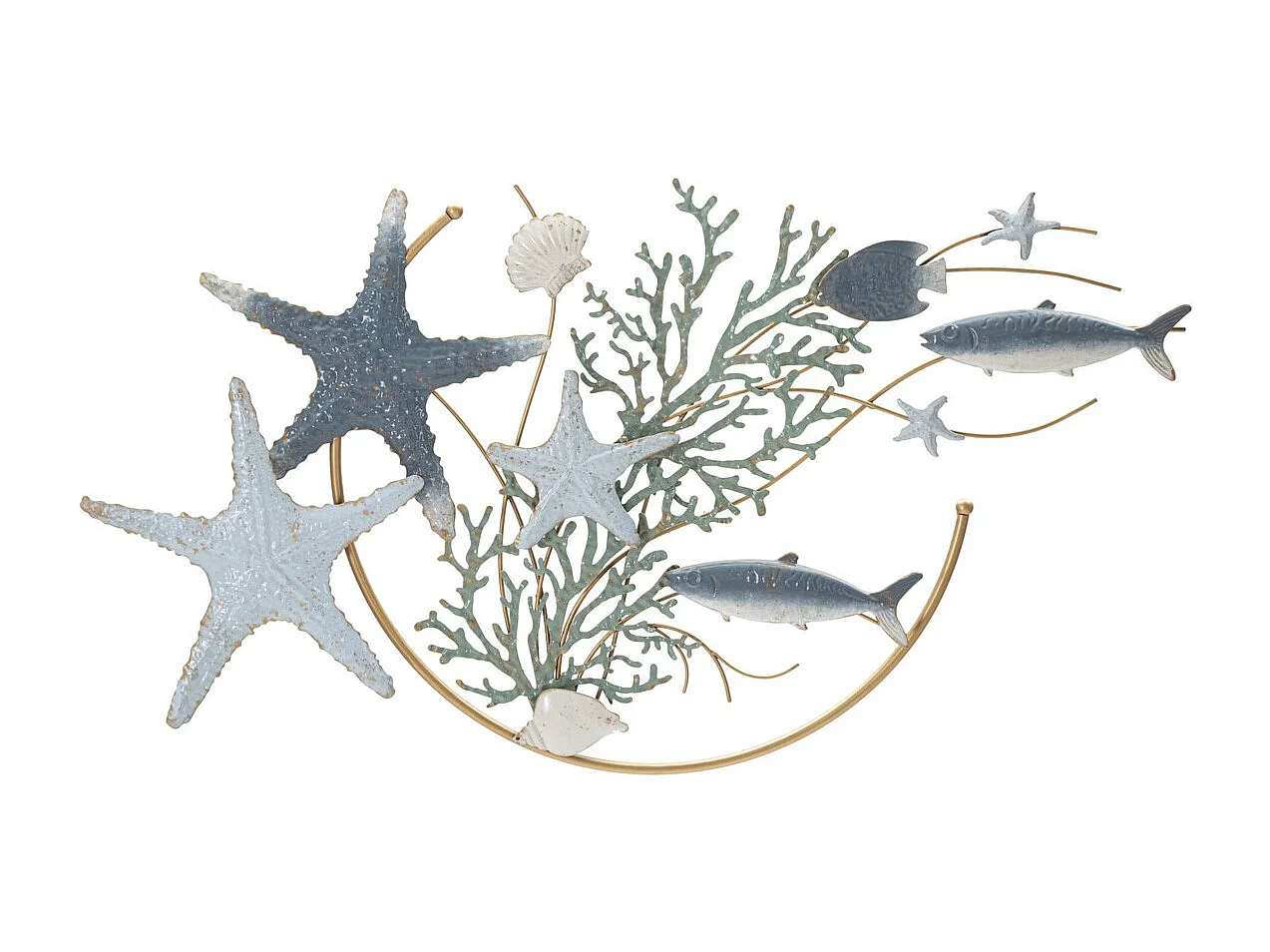 Metalowa Dekoracja 3D Sea, Wielokolorowy, 95,3x5x50,2 cm, Seven Design