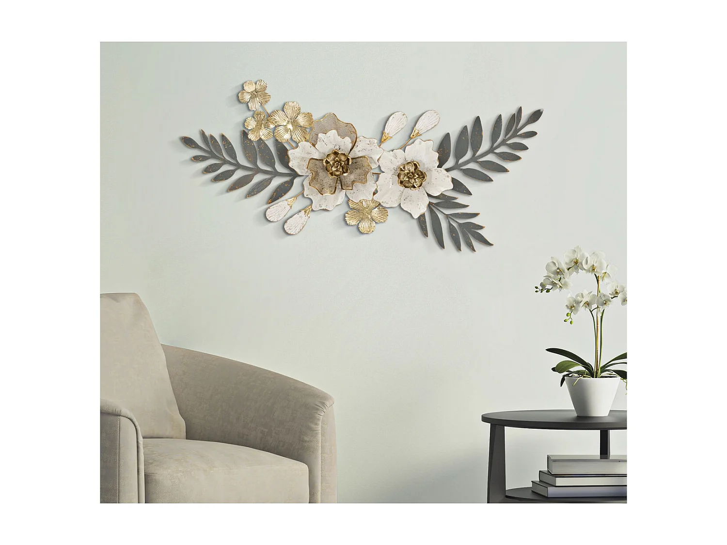 Décoration 3D en Métal Fleurs 30, Multicouleur, 90,2x7,6x41,9 cm, Seven Design