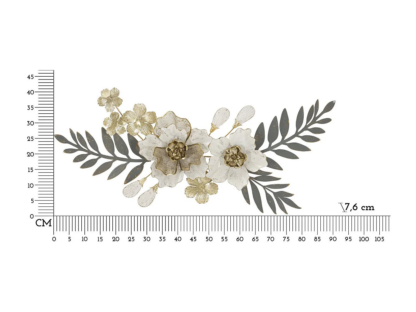 Décoration 3D en Métal Fleurs 30, Multicouleur, 90,2x7,6x41,9 cm, Seven Design