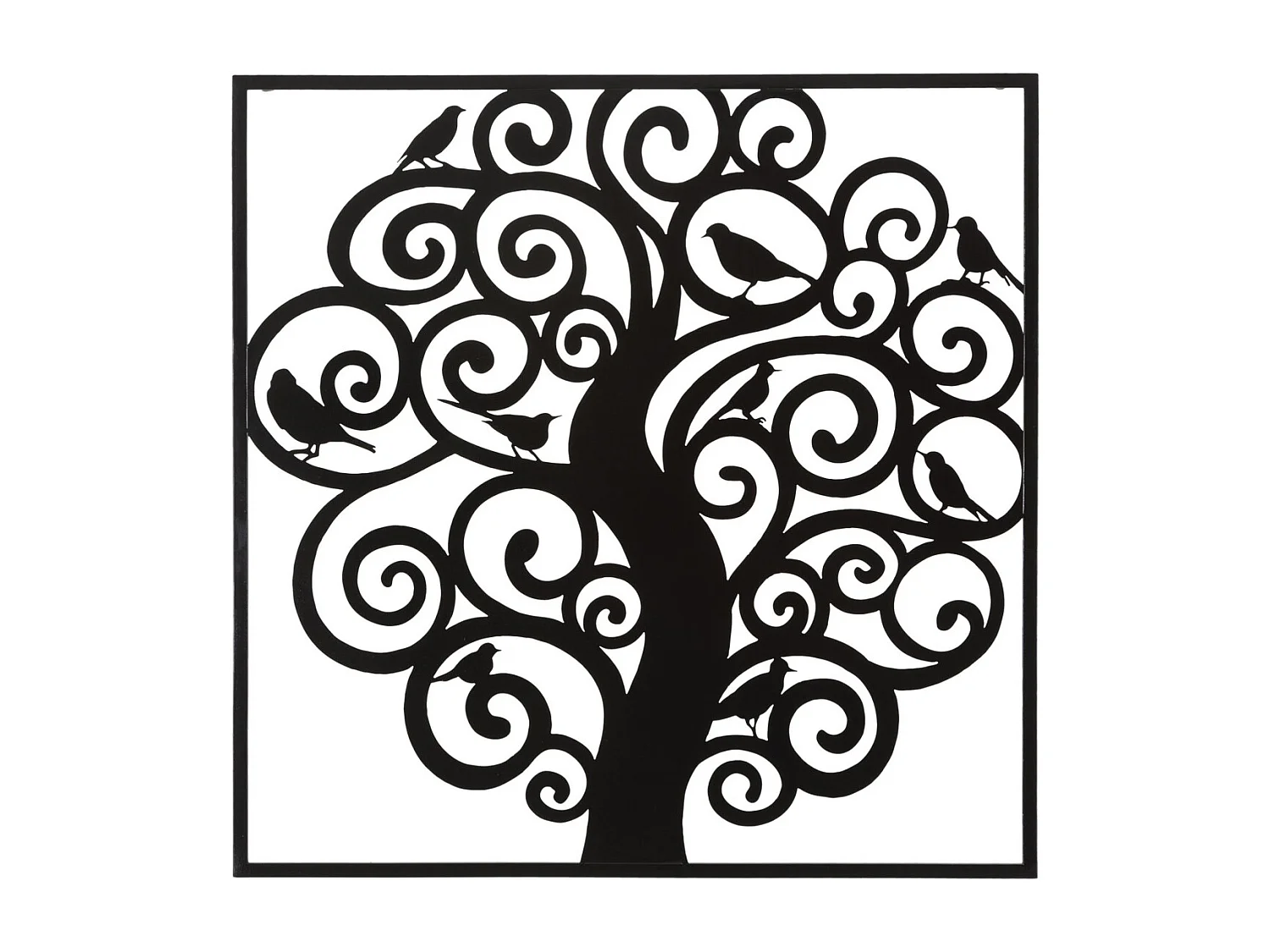 Dekoracja Metalowa Drzewo 2, Czarny, 70x1x70 cm, Seven Design