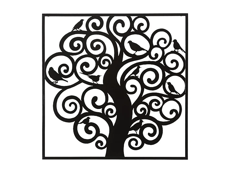 Dekoracja Metalowa Drzewo 2, Czarny, 70x1x70 cm, Seven Design