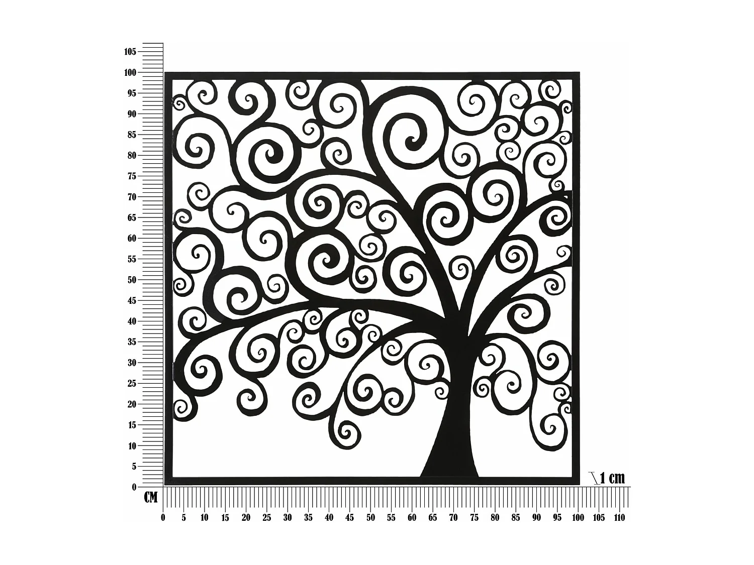 Décoration en Métal Arbre 1, Noir, 100x1x100 cm, Epikasa