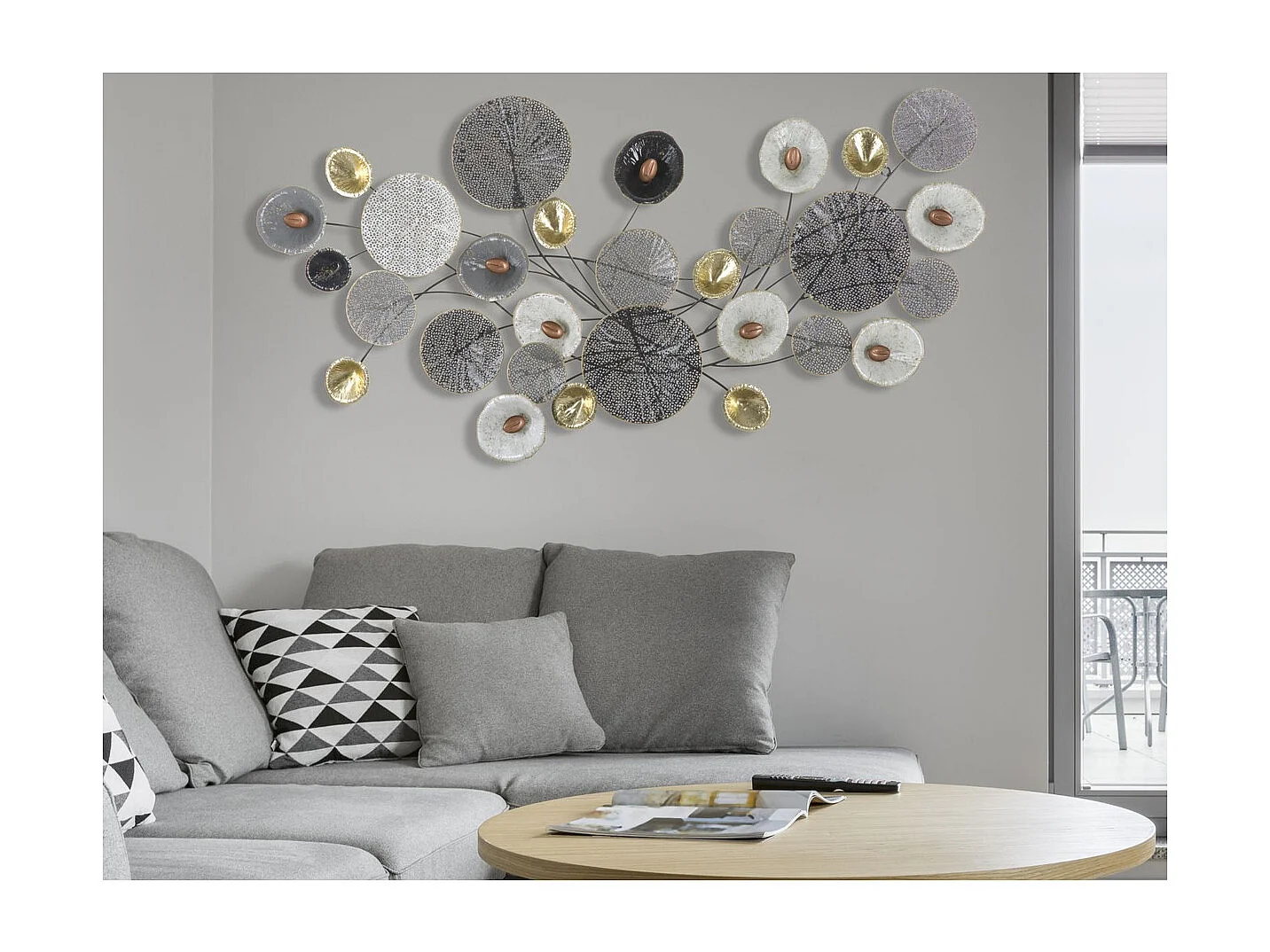 Décoration 3D en Métal Cercles 1, Multicouleur, 135x7,5x69 cm, Seven Design