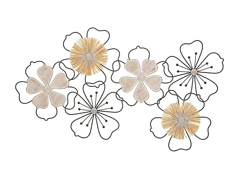 Décoration 3D en Métal Fleurs 53, Marron, 75x3,5x42 cm, Seven Design