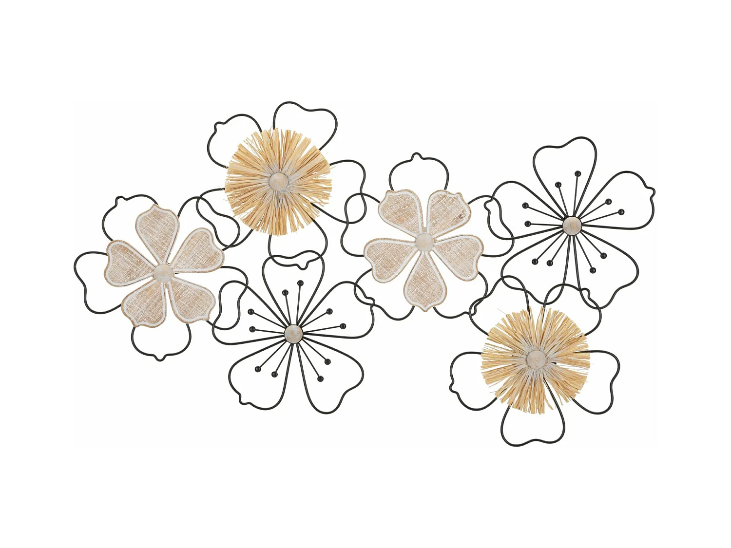 Décoration 3D en Métal Fleurs 53, Marron, 75x3,5x42 cm, Epikasa
