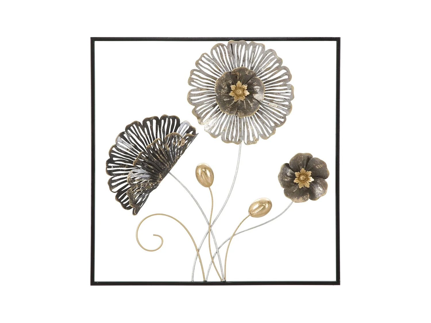 Décoration 3D en Métal Fleurs 40, Multicouleur, 50x5,5x50 cm, Epikasa