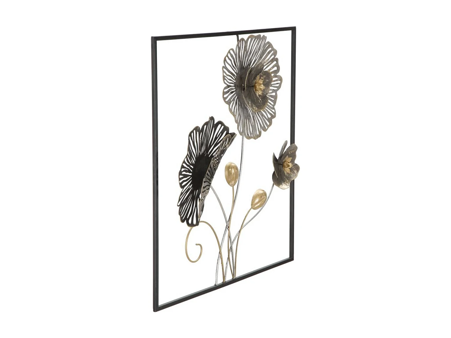 Metalowa Dekoracja 3D Kwiaty 40, Wielokolorowy, 50x5,5x50 cm, Seven Design