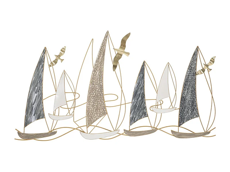 Décoration 3D en Métal Bateaux 2, Multicouleur, 123,8x5,1x69,9 cm, Seven Design