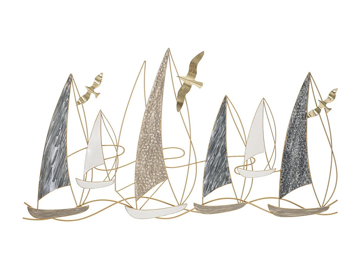 Décoration 3D en Métal Bateaux 2, Multicouleur, 123,8x5,1x69,9 cm, Seven Design