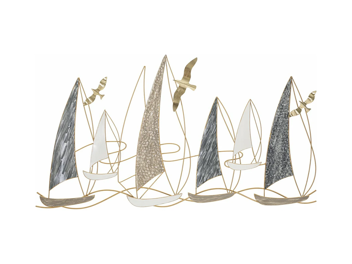 Décoration 3D en Métal Bateaux 2, Multicouleur, 123,8x5,1x69,9 cm, Epikasa