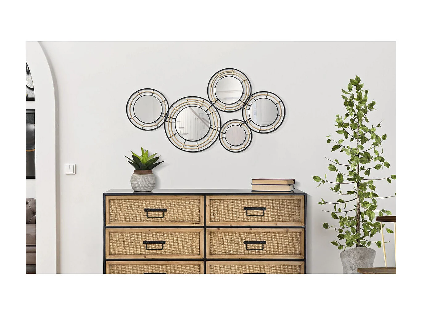 Décoration 3D en Métal Cercles 22, Noir, 111x9,5x59 cm, Seven Design