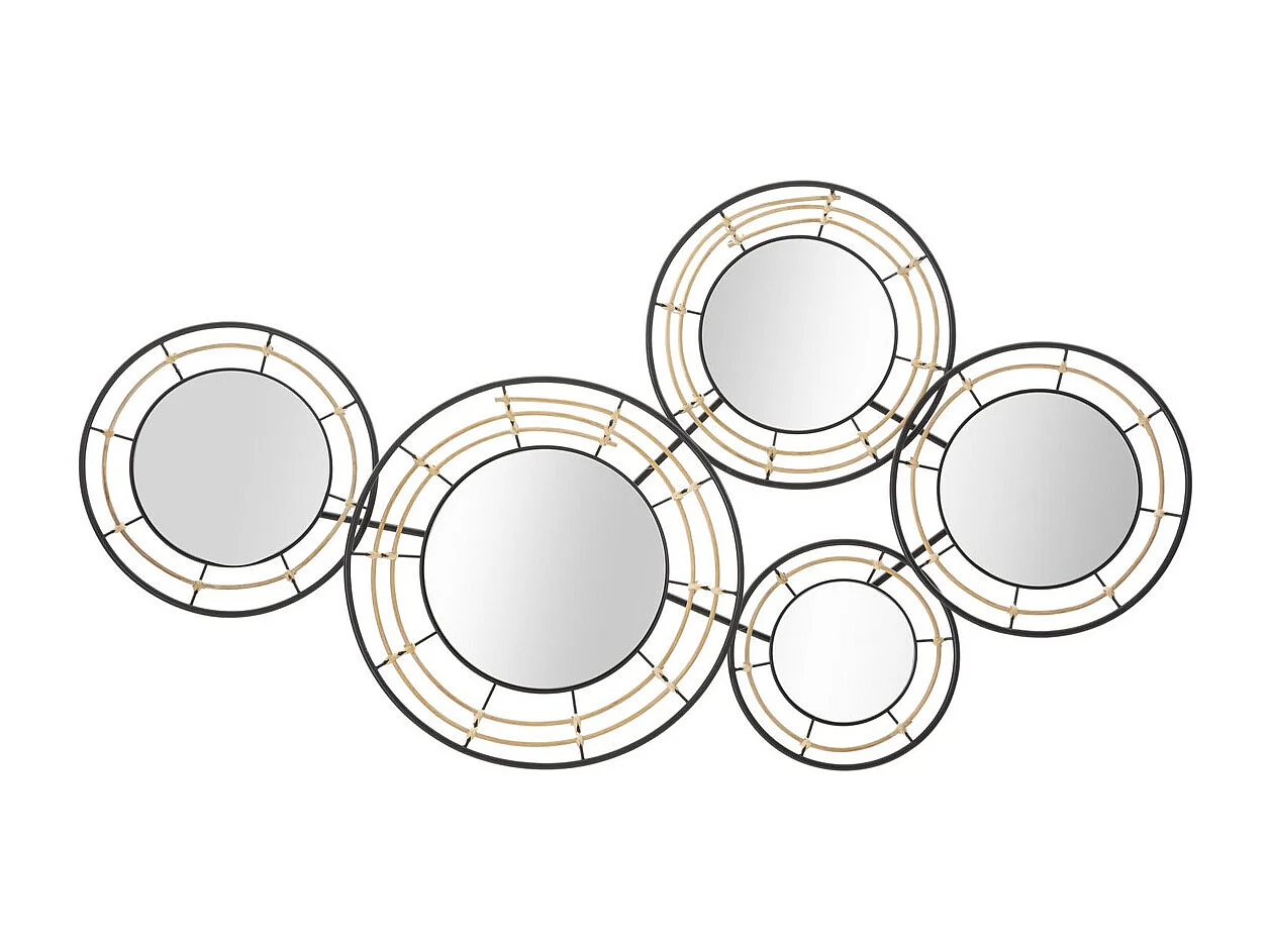 Metalowa Dekoracja 3D Kręgi 22, Czarny, 111x9,5x59 cm, Seven Design