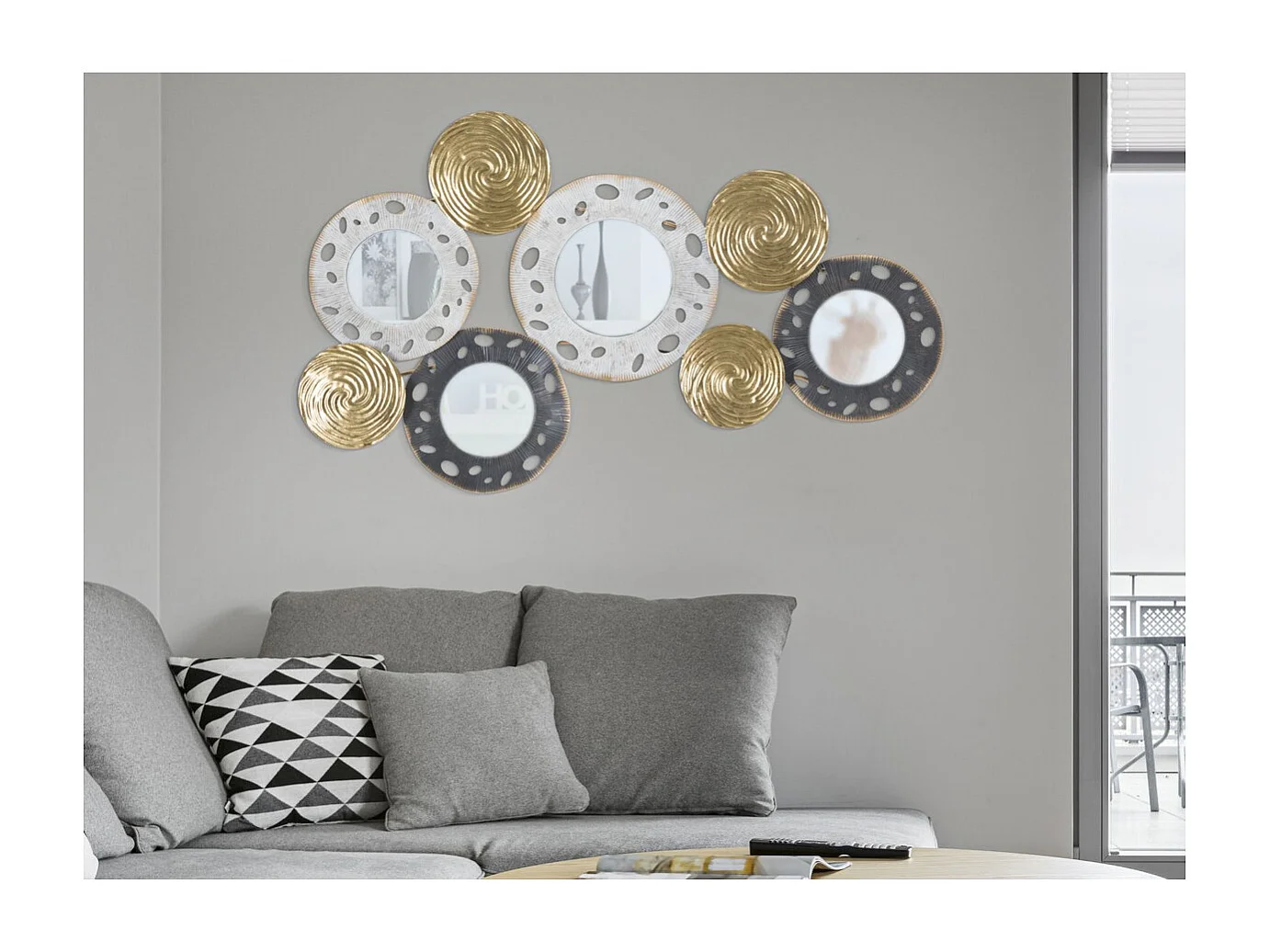 Décoration 3D en Métal Cercles 20, Multicouleur, 91x4,5x54,5 cm, Seven Design