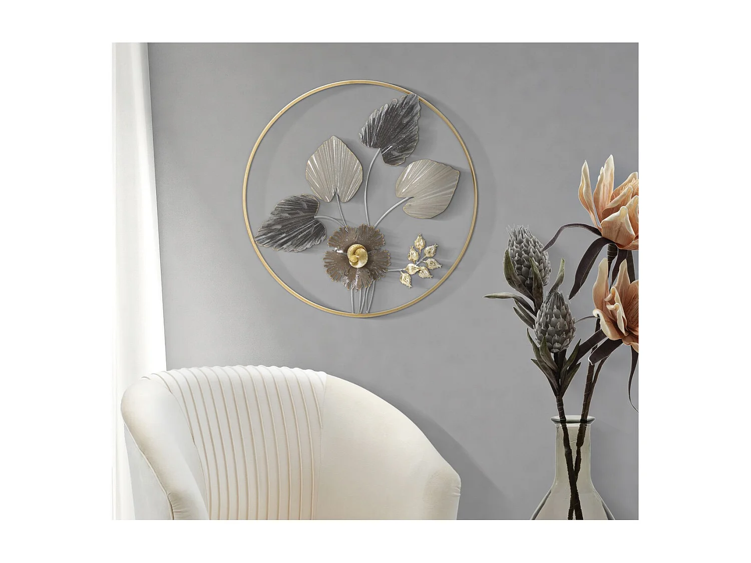 3D Metalen Decoratie Bloemen 29, Veelkleurig, 65,4x4,4x65,4 cm, Seven Design