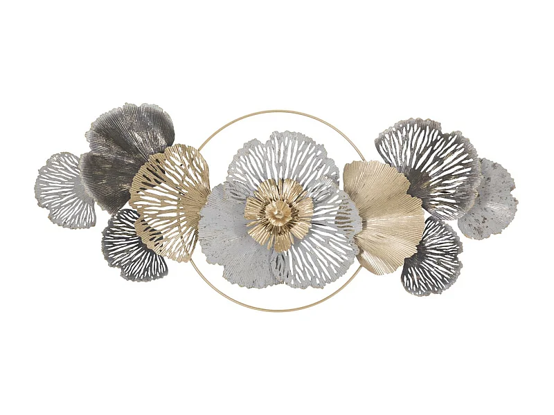 Décoration 3D en Métal Fleurs 11, Multicouleur, 130,8x8x55,9 cm, Seven Design