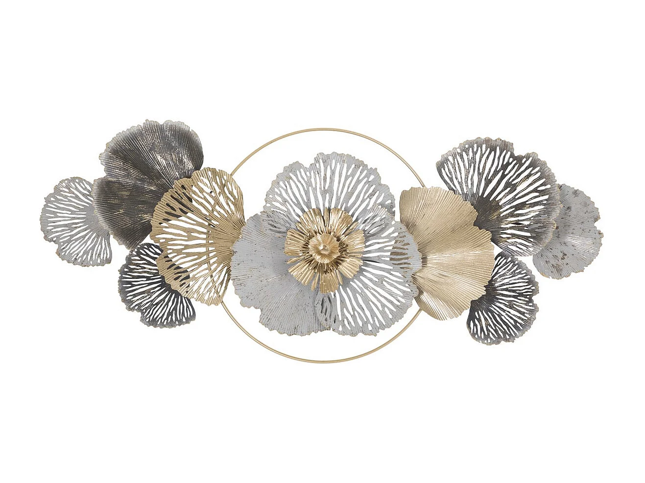 Décoration 3D en Métal Fleurs 11, Multicouleur, 130,8x8x55,9 cm, Seven Design