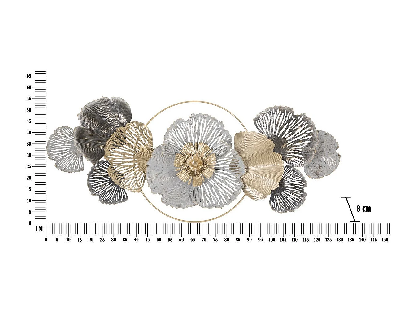 Décoration 3D en Métal Fleurs 11, Multicouleur, 130,8x8x55,9 cm, Seven Design