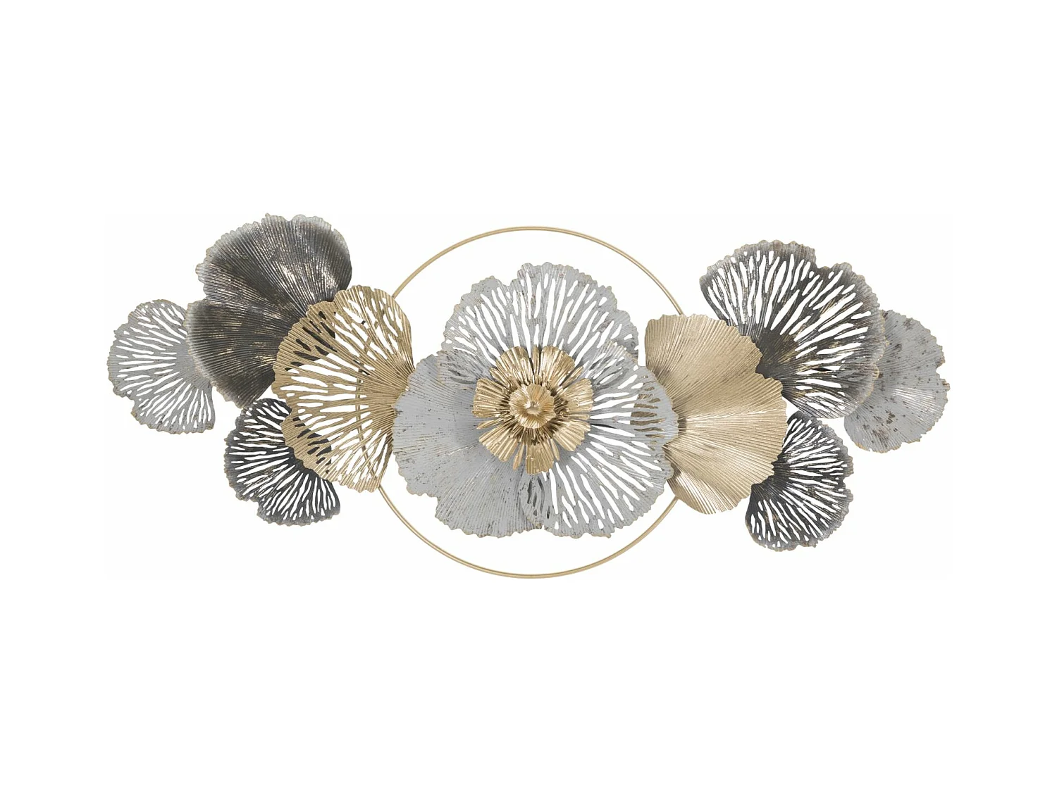 Décoration 3D en Métal Fleurs 11, Multicouleur, 130,8x8x55,9 cm, Epikasa