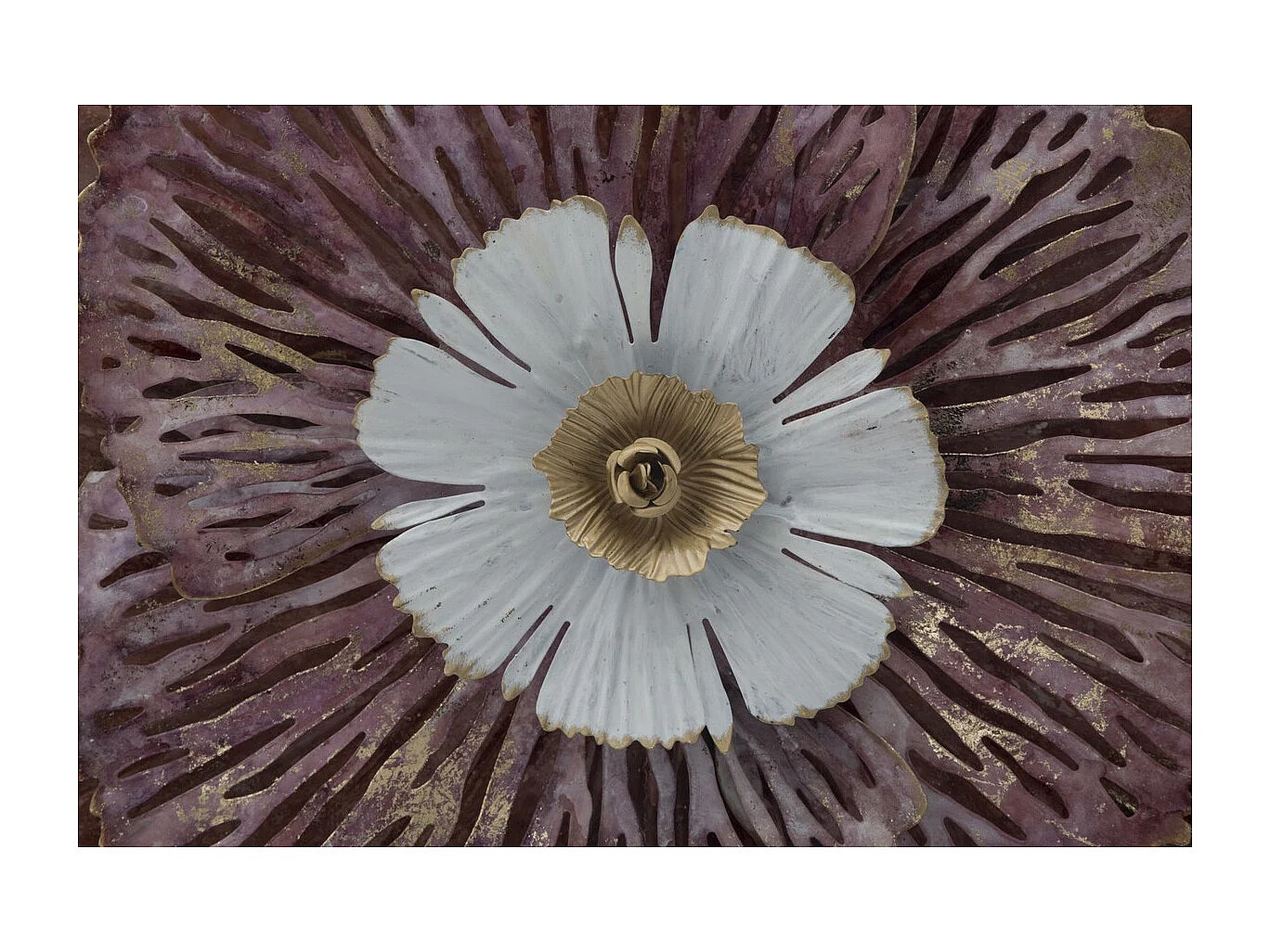 Décoration 3D en Métal Fleur, Multicouleur, 73,5x11x72 cm, Seven Design