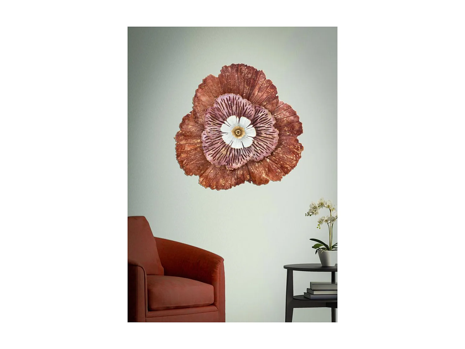 Décoration 3D en Métal Fleur, Multicouleur, 73,5x11x72 cm, Seven Design