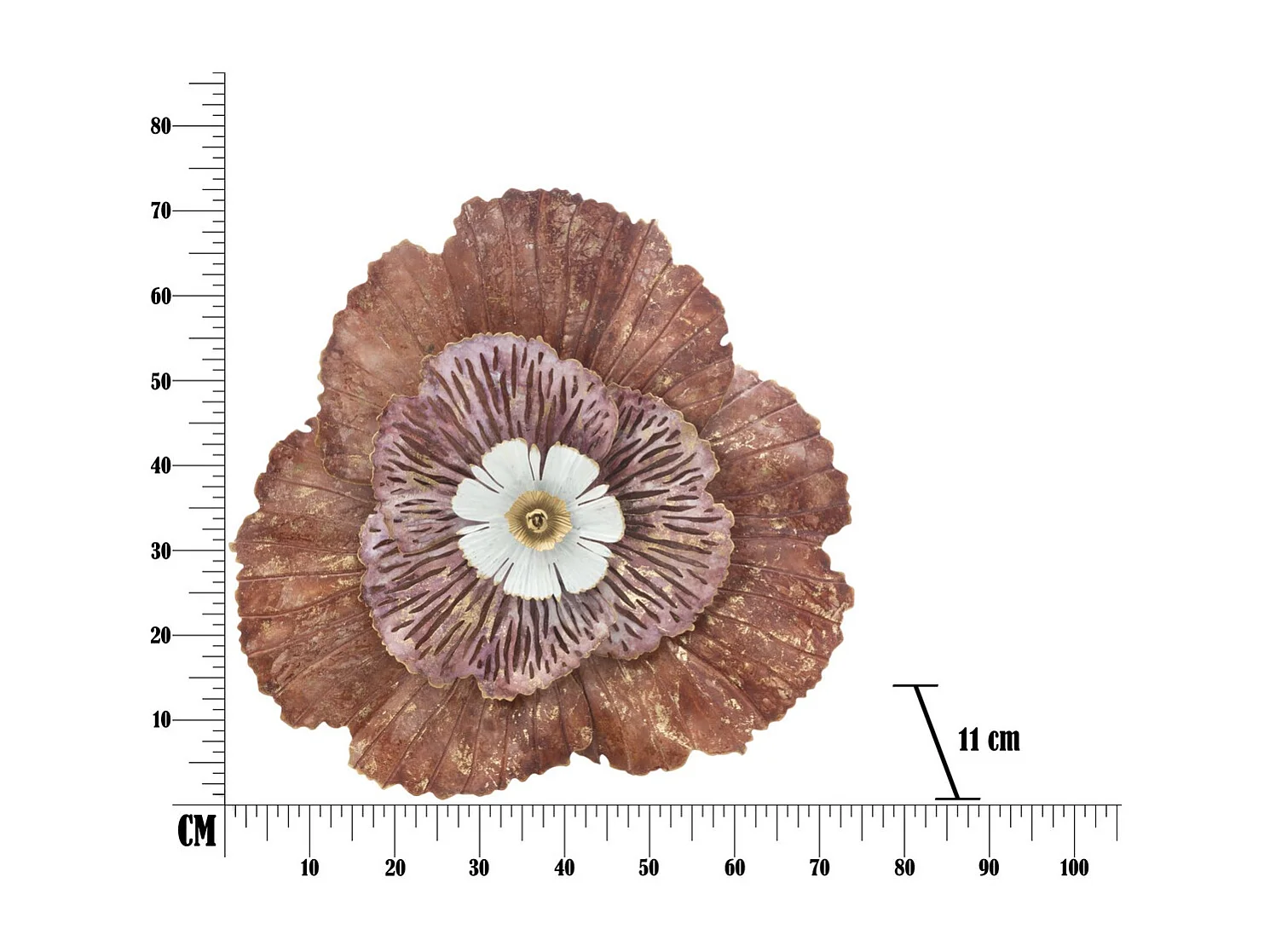 Décoration 3D en Métal Fleur, Multicouleur, 73,5x11x72 cm, Seven Design