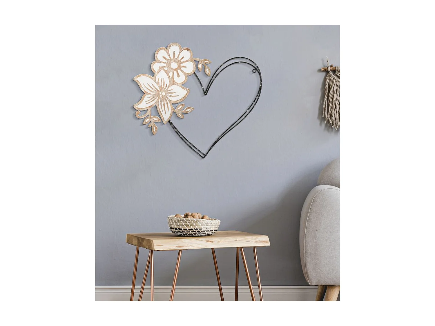 Décoration 3D en Métal Cœur 1, Marron, 50x2x45 cm, Seven Design