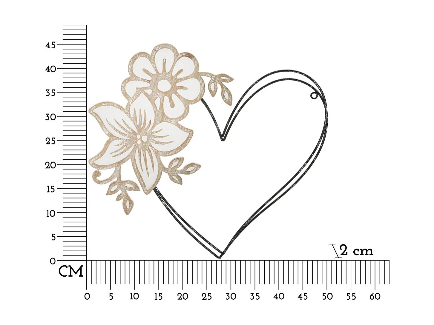 Décoration 3D en Métal Cœur 1, Marron, 50x2x45 cm, Seven Design