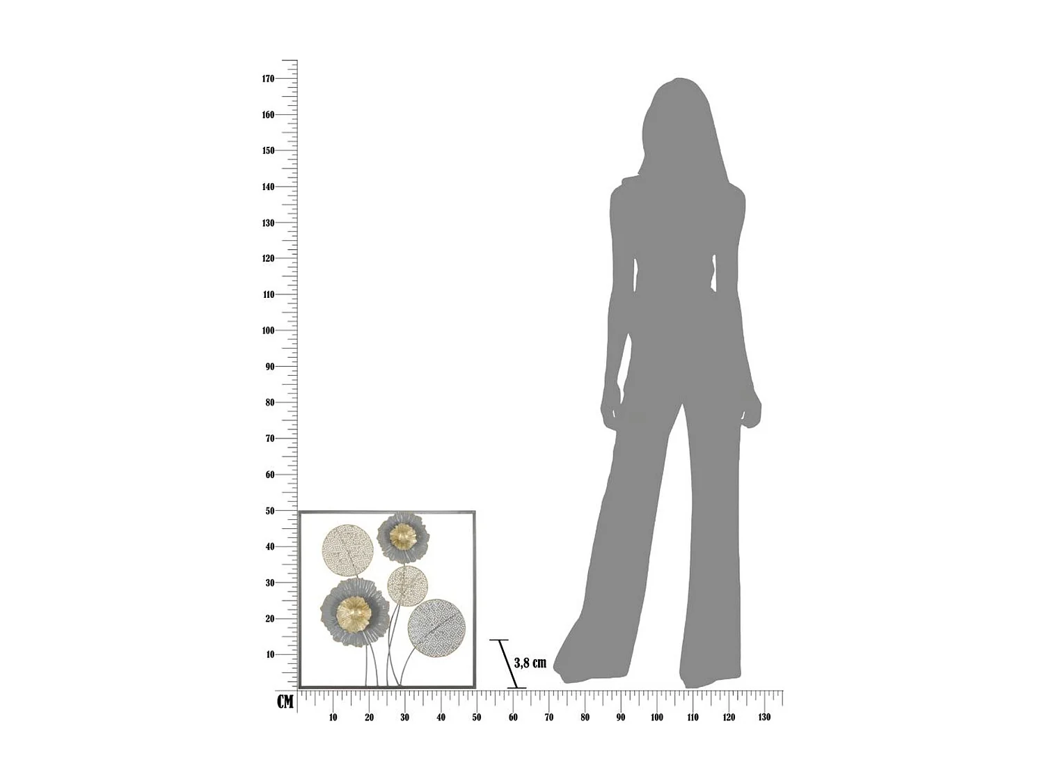 Décoration 3D en Métal Fleurs 39, Multicouleur, 50x3,8x50 cm, Seven Design